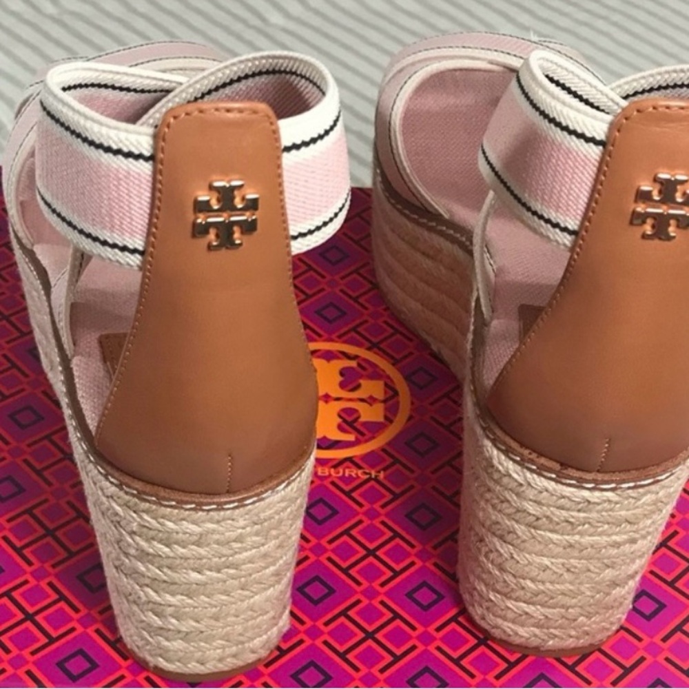 Tory Burch Pink Espadrille Wedge Sandals - Picture 6 of 7